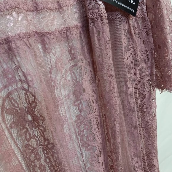 Miss Chievous Pink Rose Lace Boho Bell Sleeves Cardigan Kimono Size Extr… - Picture 9 of 9